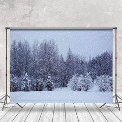 Lofaris Night Forest Snow Pine Photography Backdrop