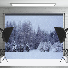 Lofaris Night Forest Snow Pine Photography Backdrop