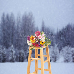 Lofaris Night Forest Snow Pine Photography Backdrop