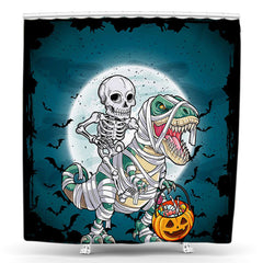 Lofaris Night Funny Skeleton Dragon Halloween Shower Curtain