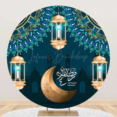 Lofaris Night Lantern Moon Mandala Round Eid Mubarak Backdrop