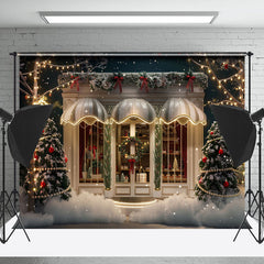 Lofaris Night Light Snow White Door Christmas Trees Backdrop