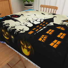 Lofaris Night Moon Castle Pumpkin Scarecrow Halloween Tablecloth