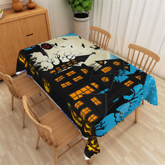 Lofaris Night Moon Castle Pumpkin Scarecrow Halloween Tablecloth