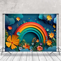 Lofaris Night Paper Flower Cloud Rainbow Cake Smash Backdrop