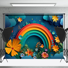 Lofaris Night Paper Flower Cloud Rainbow Cake Smash Backdrop