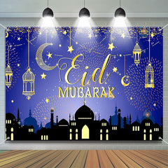 Lofaris Night Sparks Shadow Palace Light Eid Mubarak Backdrop