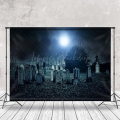 Lofaris Night Tombstone Moon Horror Halloween Photo Backdrop