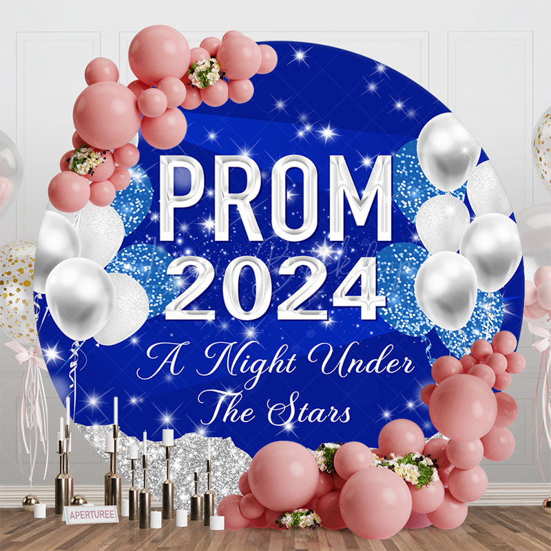 Lofaris Night Under Stars Glitter Balloon Round Prom Backdrop