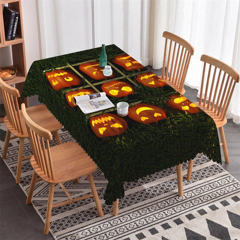 Lofaris Ninebox Grid Pumpkin Lantern Halloween Tablecloth