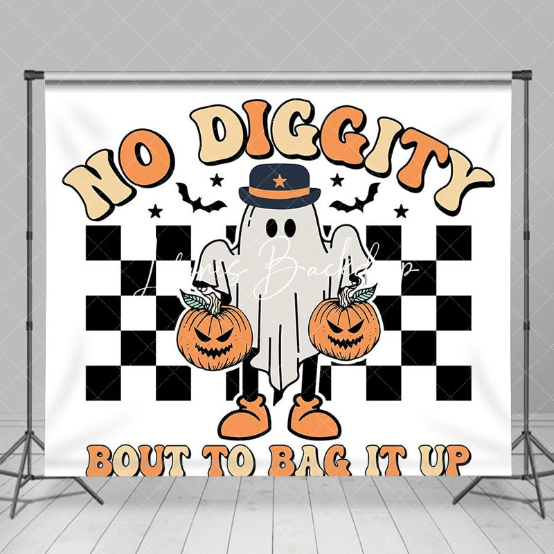 Lofaris No Diggity Bout To Bag It Up Ghost Halloween Backdrop