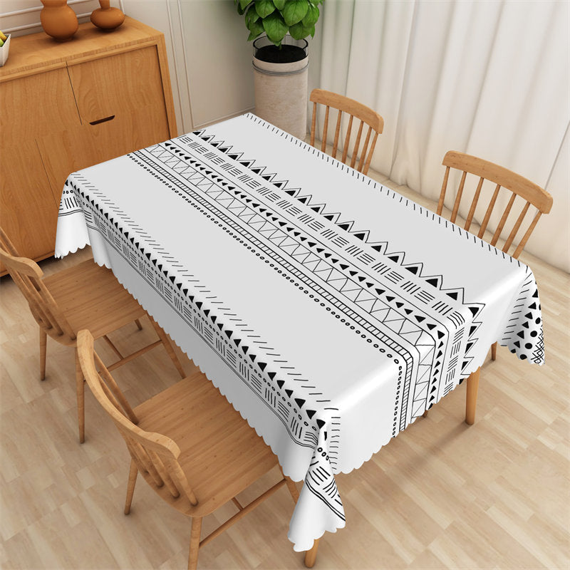 Lofaris Nordic Style Black White Bohemian Square Tablecloth