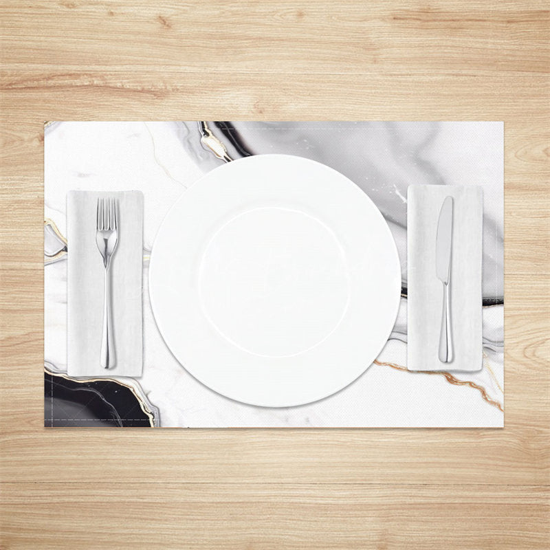 Lofaris Nordic White Black Gold Marble Set Of 4 Placemats