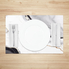 Lofaris Nordic White Black Gold Marble Set Of 4 Placemats