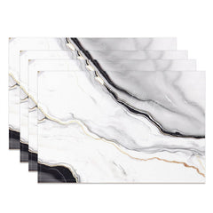 Lofaris Nordic White Black Gold Marble Set Of 4 Placemats