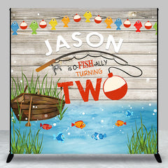 Lofaris O Fish Ally Lake Wooden Custom 2nd Birthday Backdrop