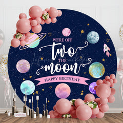 Lofaris Off Two The Moon Galaxy Round 2nd Birthday Backdrop