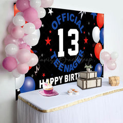 Lofaris Official Teenager Black Stars 13th Birthday Backdrop