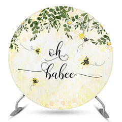 Lofaris Oh Babee Honey Wildflower Round Baby Shower Backdrop