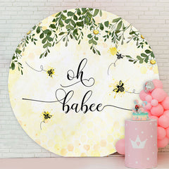 Lofaris Oh Babee Honey Wildflower Round Baby Shower Backdrop