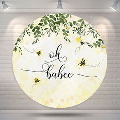 Lofaris Oh Babee Honey Wildflower Round Baby Shower Backdrop