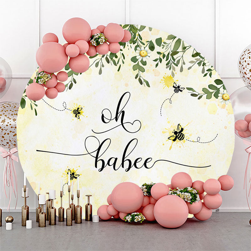 Lofaris Oh Babee Honey Wildflower Round Baby Shower Backdrop