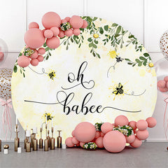 Lofaris Oh Babee Honey Wildflower Round Baby Shower Backdrop