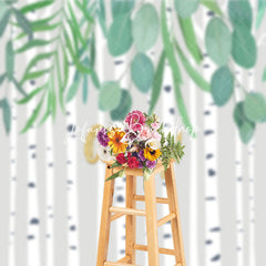 Lofaris Oh Baby Bamboo Leaves Stripe Gender Reveal Backdrop