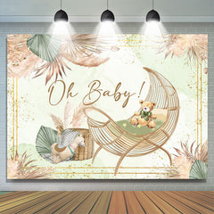 Lofaris Oh Baby Boho Cradle Bulrush Gender Reveal Backdrop