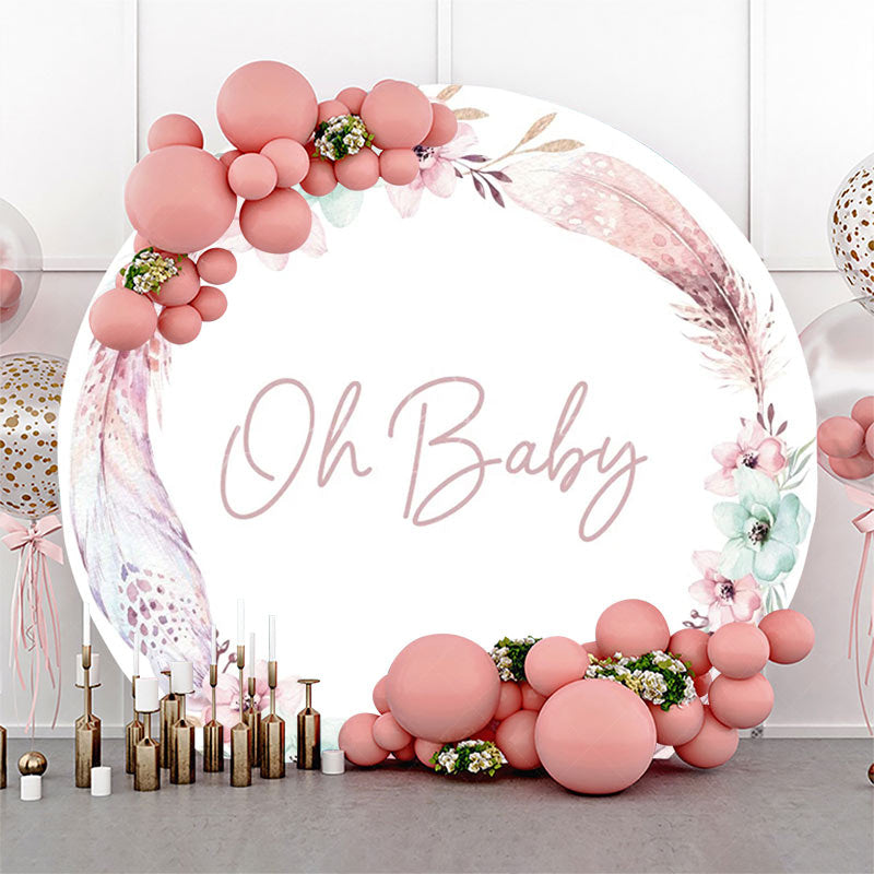 Lofaris Oh Baby Boho Floral Round Gender Reveal Backdrop