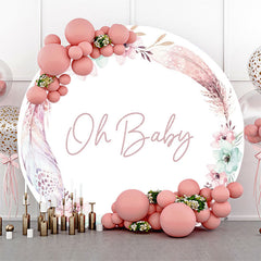 Lofaris Oh Baby Boho Floral Round Gender Reveal Backdrop