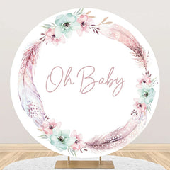 Lofaris Oh Baby Boho Floral Round Gender Reveal Backdrop