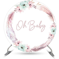 Lofaris Oh Baby Boho Floral Round Gender Reveal Backdrop