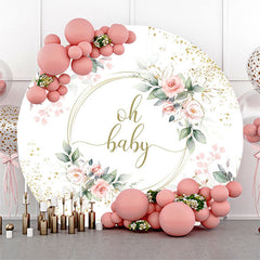 Lofaris Oh Baby Floral Greenery Round Gender Reveal Backdrop