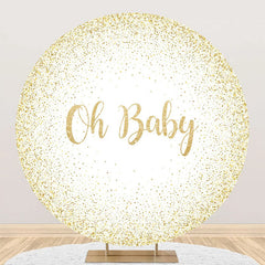 Lofaris Oh Baby Gold White Round Backdrop For Gender Reveal