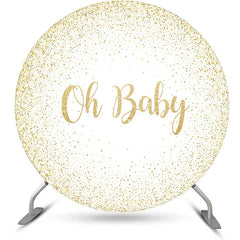 Lofaris Oh Baby Gold White Round Backdrop For Gender Reveal