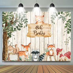 Lofaris Oh Baby Green Tree Cute Animals Birthday Backdrop