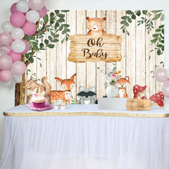 Lofaris Oh Baby Green Tree Cute Animals Birthday Backdrop