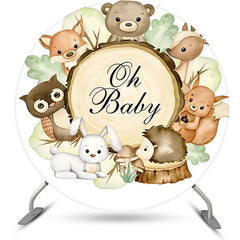 Lofaris Oh Baby Lovely Animals Tree Stump Round Backdrop