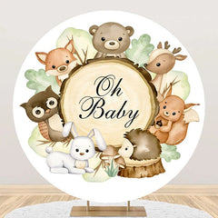 Lofaris Oh Baby Lovely Animals Tree Stump Round Backdrop