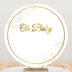 Lofaris Oh Baby White Gold Round Backdrop For Gender Reveal