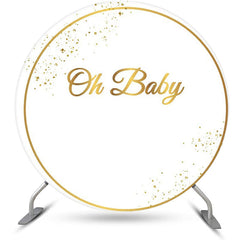 Lofaris Oh Baby White Gold Round Backdrop For Gender Reveal