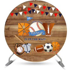 Lofaris Oh Boy Baseball Wooden Round Baby Shower Backdrop