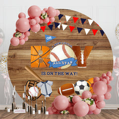 Lofaris Oh Boy Baseball Wooden Round Baby Shower Backdrop