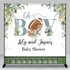 Lofaris Oh Boy Rugby Custom Name Twins Baby Shower Backdrop