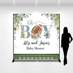 Lofaris Oh Boy Rugby Custom Name Twins Baby Shower Backdrop