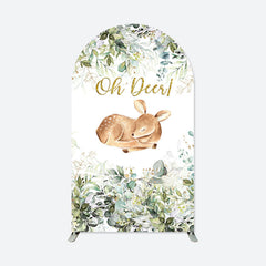 Lofaris Oh Deer Greenery Baby Shower Double Sided Arch Backdrop