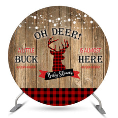 Lofaris Oh Deer Wooden Gingham Circle Baby Shower Backdrop