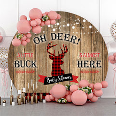 Lofaris Oh Deer Wooden Gingham Circle Baby Shower Backdrop