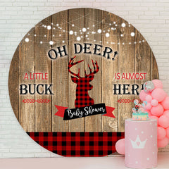 Lofaris Oh Deer Wooden Gingham Circle Baby Shower Backdrop